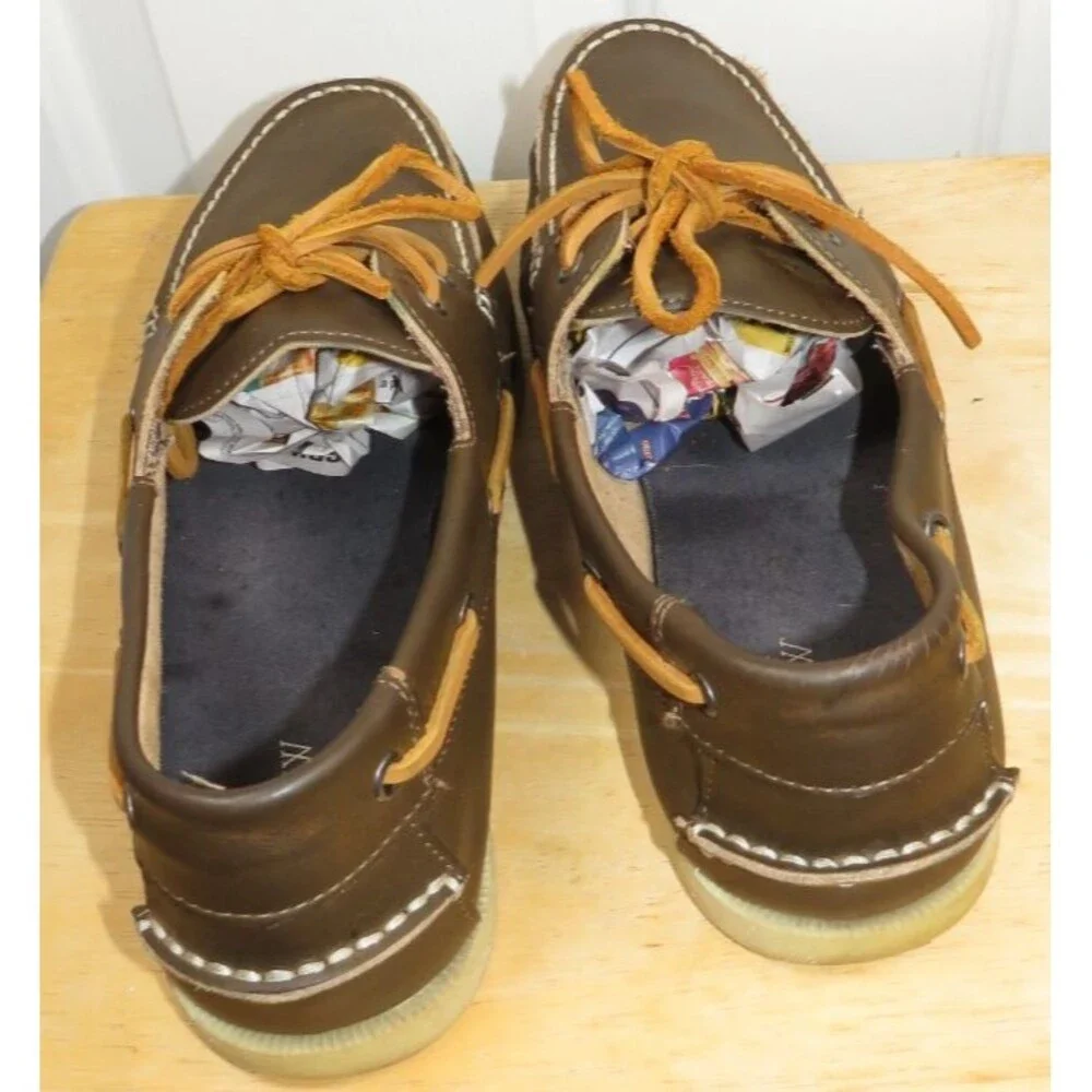 J.Crew Brown Leather Boat Shoes 2-Eye Casual Loafers Men's Size 11